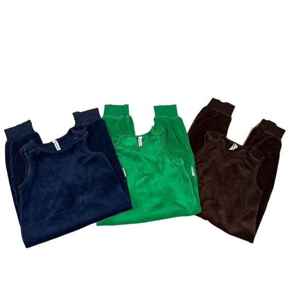 Maxomorra Set Of 3 Velour Dungarees Size 92 18-24 Months - Picture 3 of 7